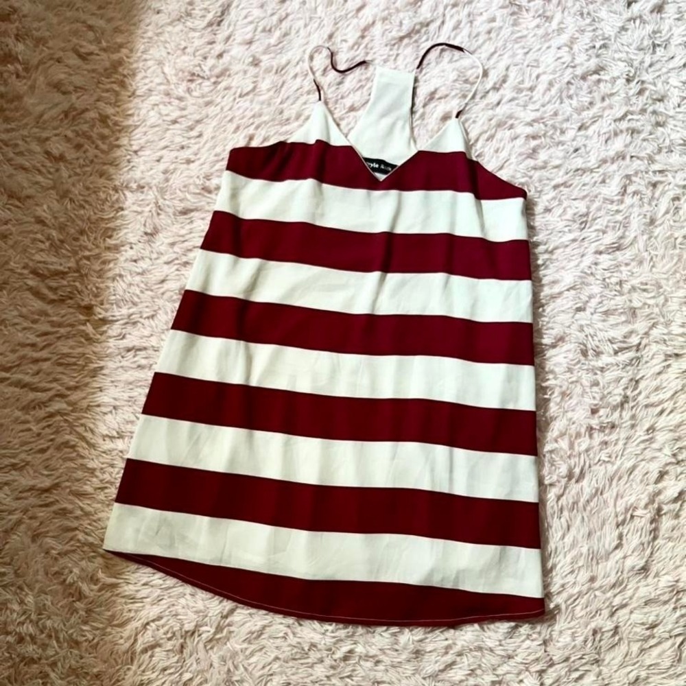 Americana BBQ 4th of July Striped Racerback Tunic Womens M Summer Pool Party USA